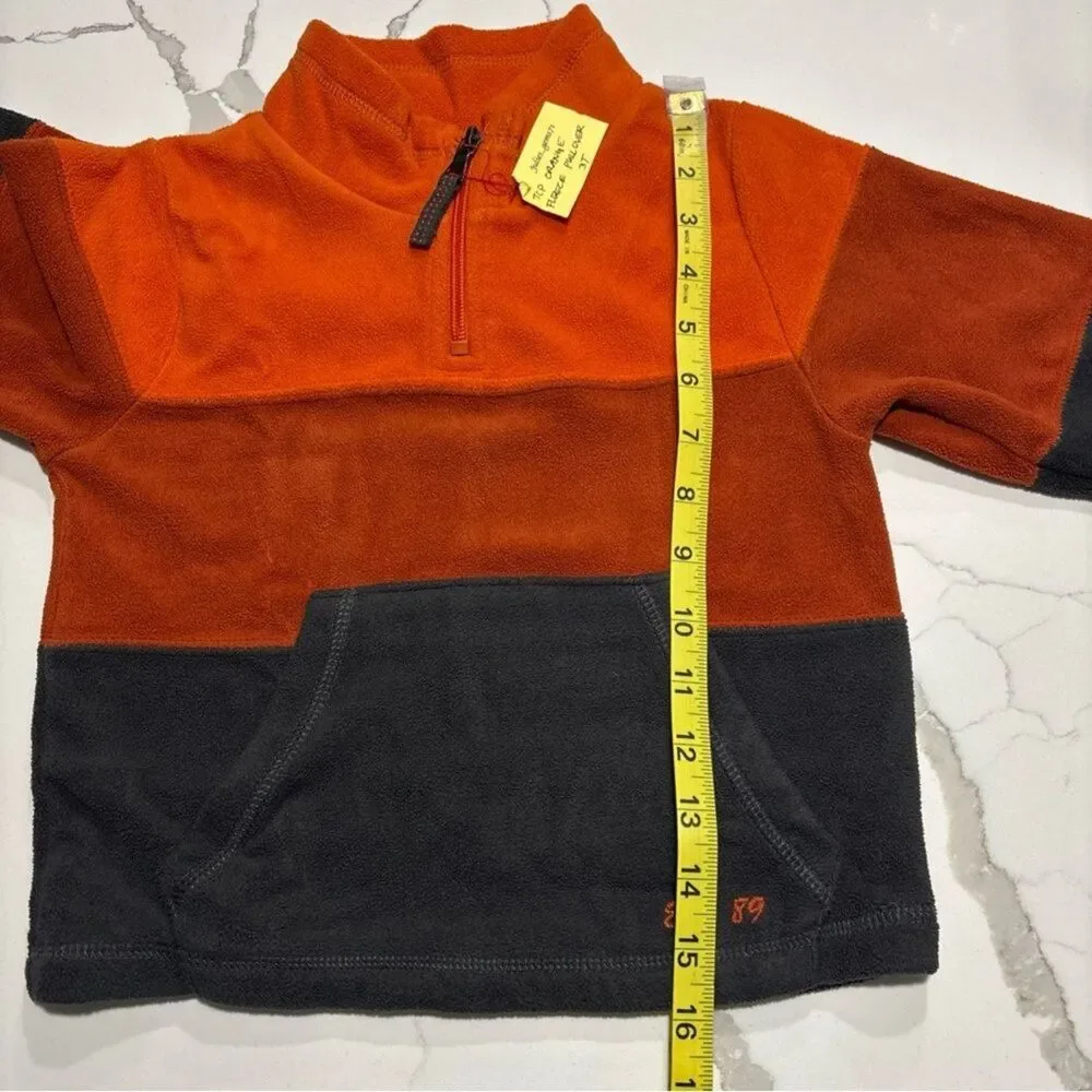 The Children's Place Boys Orange Pullover Fleece Stripe 1/4 Zip Sweatshirt 3T